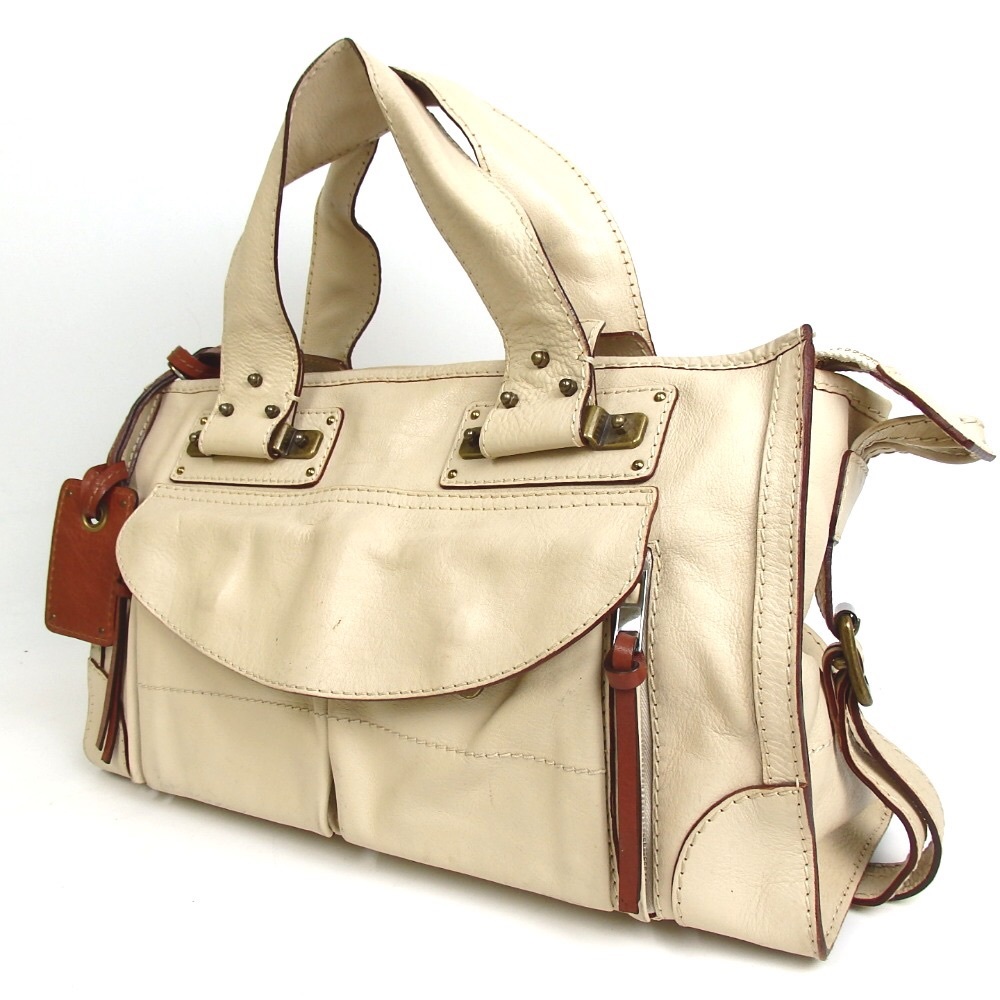Vintage Chloe Cream Brown Leather Handbag